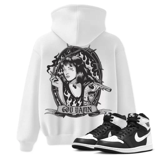 TeeVivo Hoodie Match Air Jordan 1 Retro High OG Black White God Daaamn – Air Jordan 1 Hoodie, AJ1 Hoodie
