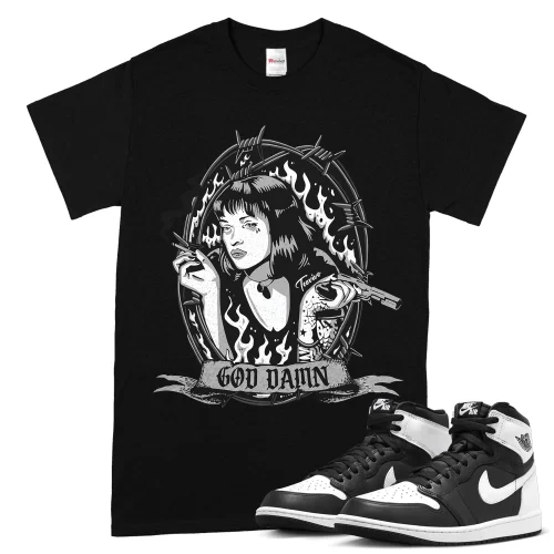 TeeVivo T-Shirt Match Air Jordan 1 Retro High OG Black White God Daaamn – Air Jordan 1 Shirt, AJ1 Shirt