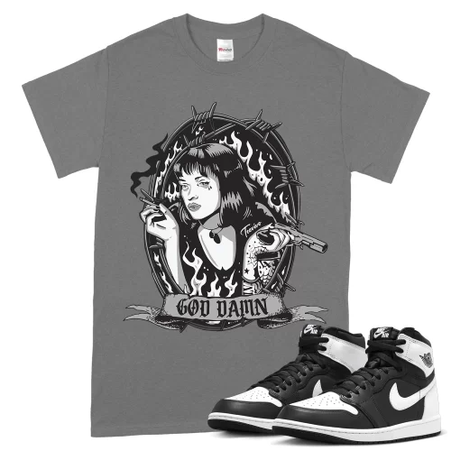 TeeVivo T-Shirt Match Air Jordan 1 Retro High OG Black White God Daaamn – Air Jordan 1 Shirt, AJ1 Shirt