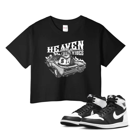 TeeVivo Crop Top Match Air Jordan 1 Retro High OG Black White Heaven vibes – Air Jordan 1 Crop Top, AJ1 Crop Top
