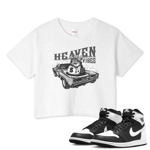TeeVivo Crop Top Match Air Jordan 1 Retro High OG Black White Heaven vibes – Air Jordan 1 Crop Top, AJ1 Crop Top