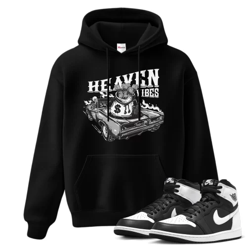 TeeVivo Hoodie Match Air Jordan 1 Retro High OG Black White Heaven vibes – Air Jordan 1 Hoodie, AJ1 Hoodie