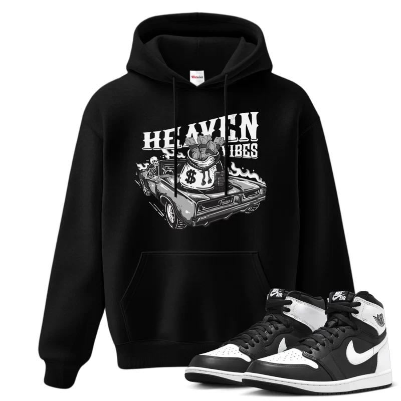 TeeVivo Hoodie Match Air Jordan 1 Retro High OG Black White Heaven vibes – Air Jordan 1 Hoodie, AJ1 Hoodie