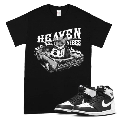 TeeVivo T-Shirt Match Air Jordan 1 Retro High OG Black White Heaven vibes – Air Jordan 1 Shirt, AJ1 Shirt
