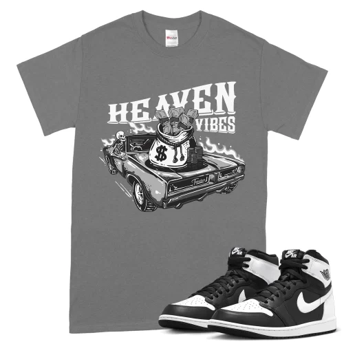 TeeVivo T-Shirt Match Air Jordan 1 Retro High OG Black White Heaven vibes – Air Jordan 1 Shirt, AJ1 Shirt