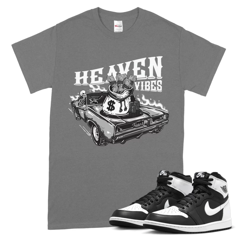 TeeVivo T-Shirt Match Air Jordan 1 Retro High OG Black White Heaven vibes – Air Jordan 1 Shirt, AJ1 Shirt