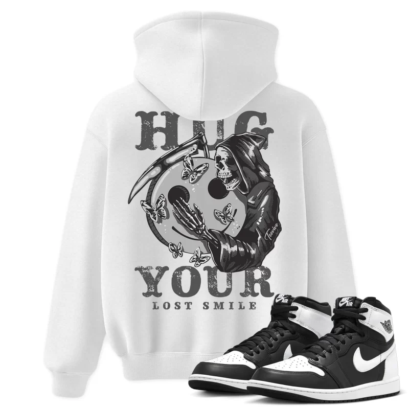 TeeVivo Hoodie Match Air Jordan 1 Retro High OG Black White Hug your lost smile – Air Jordan 1 Hoodie, AJ1 Hoodie