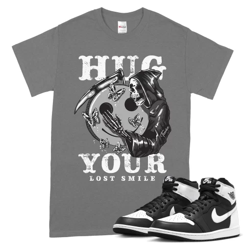 TeeVivo T-Shirt Match Air Jordan 1 Retro High OG Black White Hug your lost smile – Air Jordan 1 Shirt, AJ1 Shirt