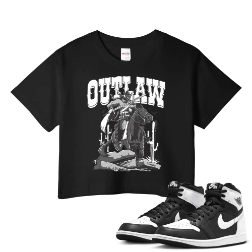 TeeVivo Crop Top Match Air Jordan 1 Retro High OG Black White Outlaw – Air Jordan 1 Crop Top, AJ1 Crop Top