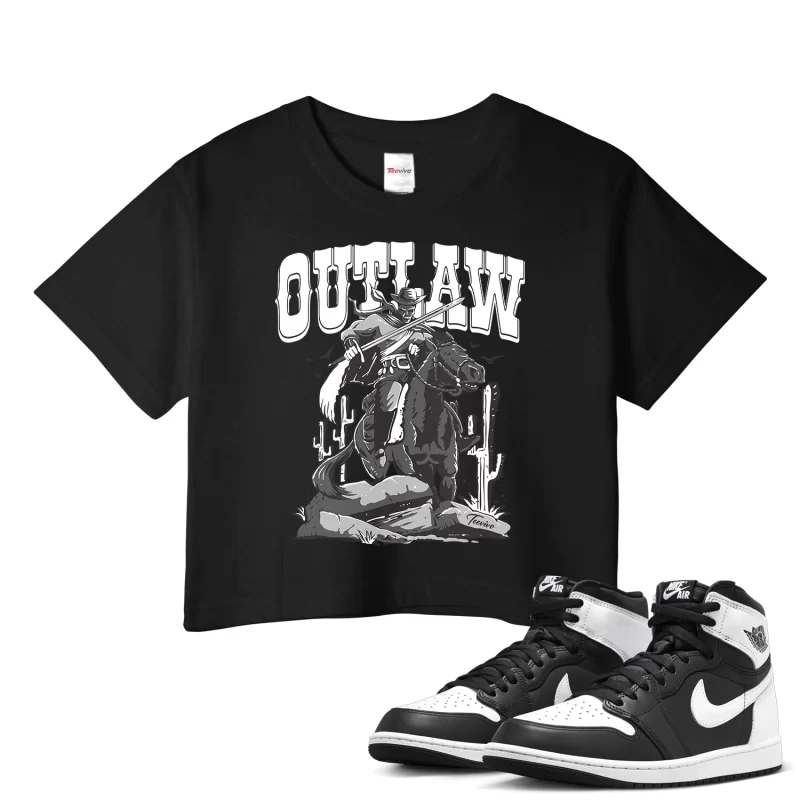 TeeVivo Crop Top Match Air Jordan 1 Retro High OG Black White Outlaw – Air Jordan 1 Crop Top, AJ1 Crop Top