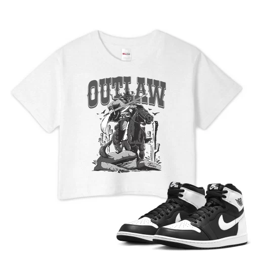 TeeVivo Crop Top Match Air Jordan 1 Retro High OG Black White Outlaw – Air Jordan 1 Crop Top, AJ1 Crop Top