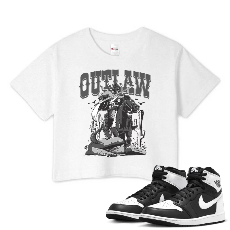 TeeVivo Crop Top Match Air Jordan 1 Retro High OG Black White Outlaw – Air Jordan 1 Crop Top, AJ1 Crop Top