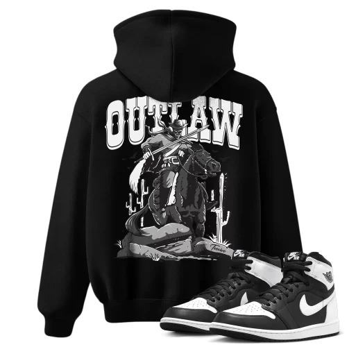TeeVivo Hoodie Match Air Jordan 1 Retro High OG Black White Outlaw – Air Jordan 1 Hoodie, AJ1 Hoodie