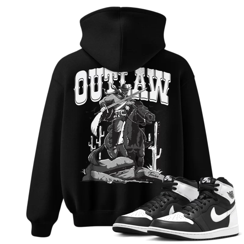 TeeVivo Hoodie Match Air Jordan 1 Retro High OG Black White Outlaw – Air Jordan 1 Hoodie, AJ1 Hoodie