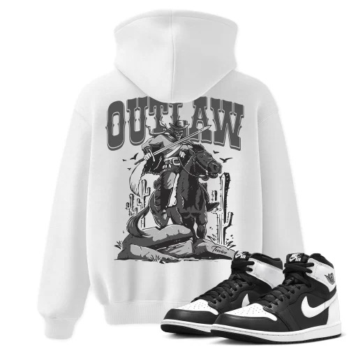 TeeVivo Hoodie Match Air Jordan 1 Retro High OG Black White Outlaw – Air Jordan 1 Hoodie, AJ1 Hoodie