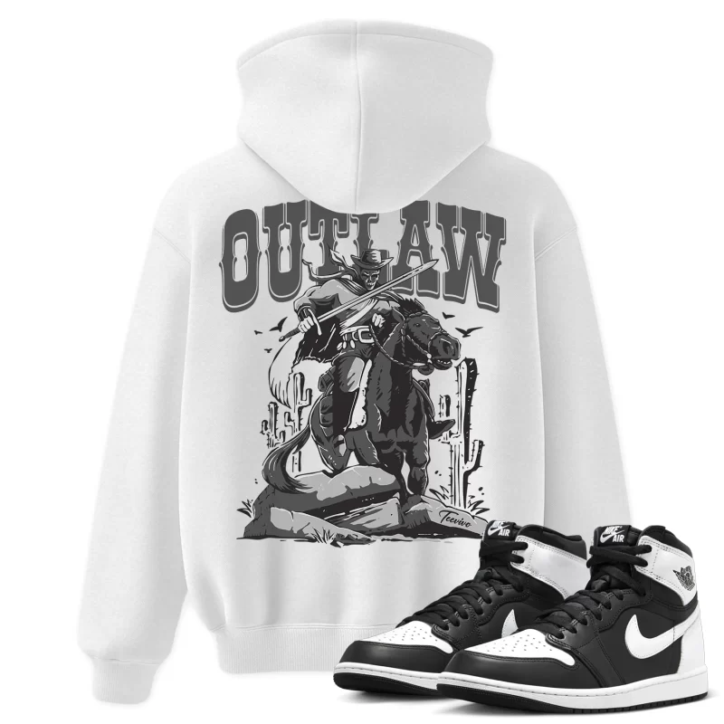 TeeVivo Hoodie Match Air Jordan 1 Retro High OG Black White Outlaw – Air Jordan 1 Hoodie, AJ1 Hoodie