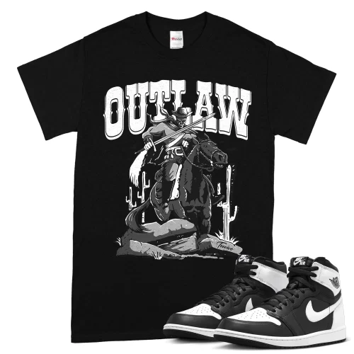 TeeVivo T-Shirt Match Air Jordan 1 Retro High OG Black White Outlaw – Air Jordan 1 Shirt, AJ1 Shirt