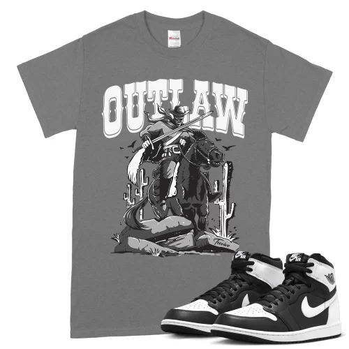 TeeVivo T-Shirt Match Air Jordan 1 Retro High OG Black White Outlaw – Air Jordan 1 Shirt, AJ1 Shirt