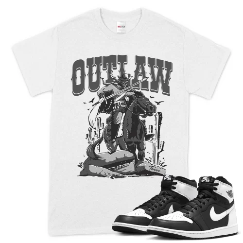 TeeVivo T-Shirt Match Air Jordan 1 Retro High OG Black White Outlaw – Air Jordan 1 Shirt, AJ1 Shirt