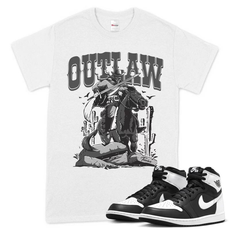 TeeVivo T-Shirt Match Air Jordan 1 Retro High OG Black White Outlaw – Air Jordan 1 Shirt, AJ1 Shirt