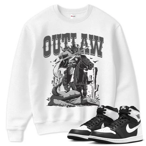 TeeVivo Sweatshirt Match Air Jordan 1 Retro High OG Black White Outlaw – Air Jordan 1 Sweatshirt, AJ1 Sweatshirt