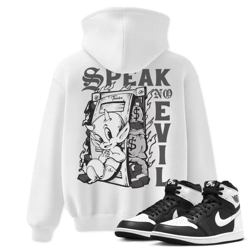 TeeVivo Hoodie Match Air Jordan 1 Retro High OG Black White Speak no evil – Air Jordan 1 Hoodie, AJ1 Hoodie