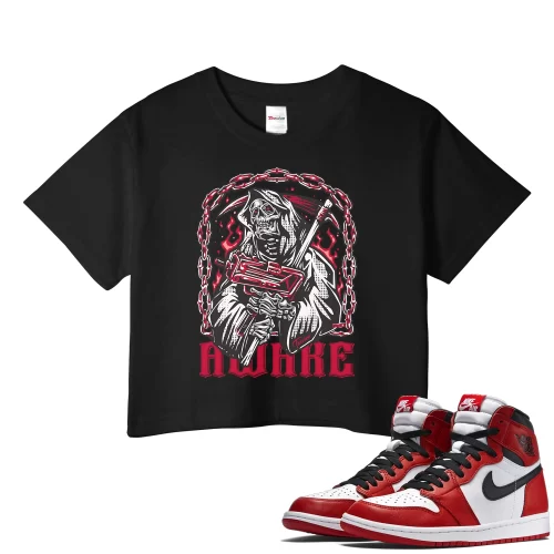 TeeVivo Crop Top Match Air Jordan 1 Retro High OG Chicago Lost and Found Awake – Air Jordan 1 Crop Top, AJ1 Crop Top
