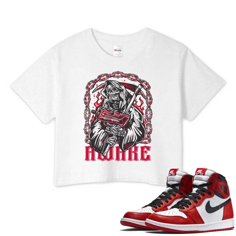 TeeVivo Crop Top Match Air Jordan 1 Retro High OG Chicago Lost and Found Awake – Air Jordan 1 Crop Top, AJ1 Crop Top