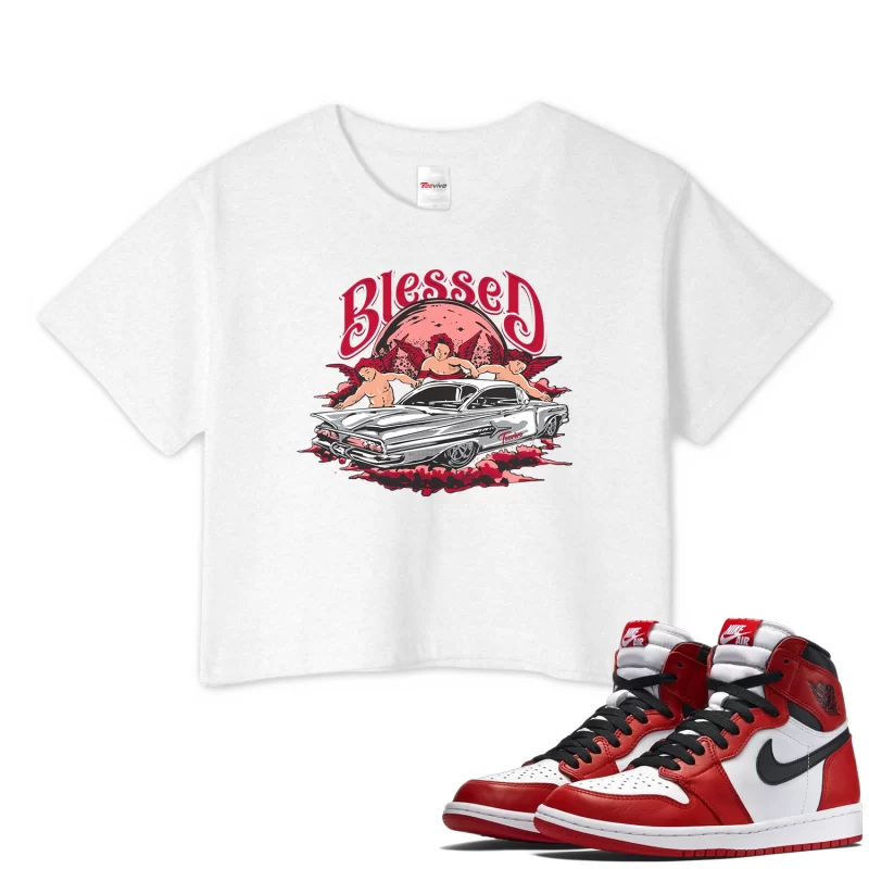 TeeVivo Crop Top Match Air Jordan 1 Retro High OG Chicago Lost and Found Blessed – Air Jordan 1 Crop Top, AJ1 Crop Top
