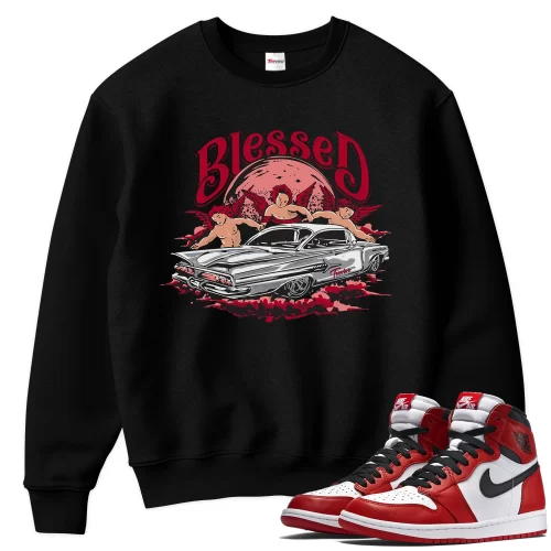TeeVivo Sweatshirt Match Air Jordan 1 Retro High OG Chicago Lost and Found Blessed – Air Jordan 1 Sweatshirt, AJ1 Sweatshirt