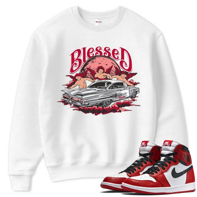 TeeVivo Sweatshirt Match Air Jordan 1 Retro High OG Chicago Lost and Found Blessed – Air Jordan 1 Sweatshirt, AJ1 Sweatshirt