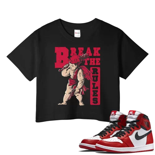 TeeVivo Crop Top Match Air Jordan 1 Retro High OG Chicago Lost and Found Break the rules – Air Jordan 1 Crop Top, AJ1 Crop Top