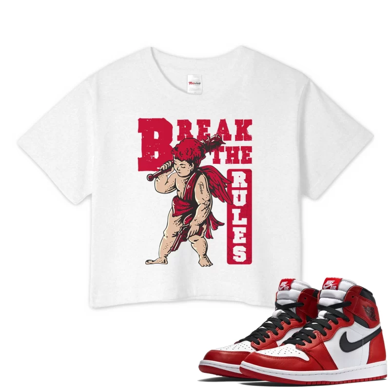 TeeVivo Crop Top Match Air Jordan 1 Retro High OG Chicago Lost and Found Break the rules – Air Jordan 1 Crop Top, AJ1 Crop Top
