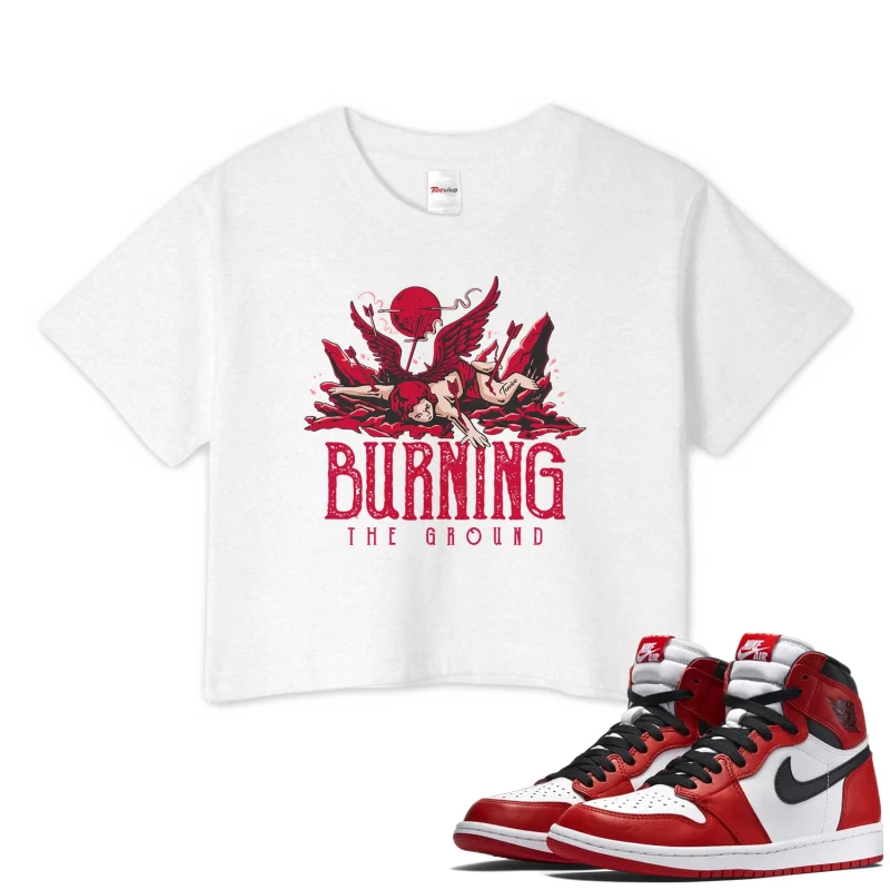 TeeVivo Crop Top Match Air Jordan 1 Retro High OG Chicago Lost and Found Burning the ground – Air Jordan 1 Crop Top, AJ1 Crop Top