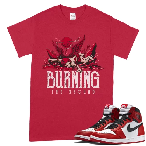 TeeVivo T-Shirt Match Air Jordan 1 Retro High OG Chicago Lost and Found Burning the ground – Air Jordan 1 Shirt, AJ1 Shirt