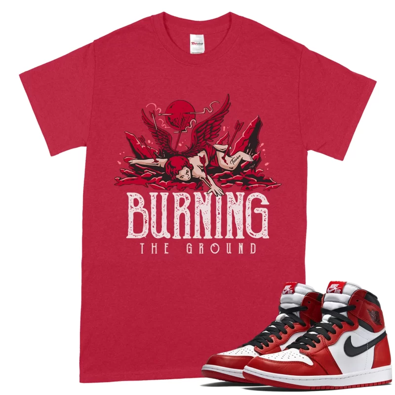 TeeVivo T-Shirt Match Air Jordan 1 Retro High OG Chicago Lost and Found Burning the ground – Air Jordan 1 Shirt, AJ1 Shirt
