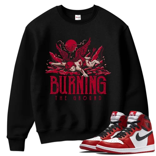 TeeVivo Sweatshirt Match Air Jordan 1 Retro High OG Chicago Lost and Found Burning the ground – Air Jordan 1 Sweatshirt, AJ1 Sweatshirt