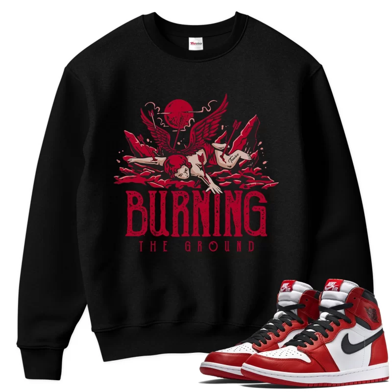 TeeVivo Sweatshirt Match Air Jordan 1 Retro High OG Chicago Lost and Found Burning the ground – Air Jordan 1 Sweatshirt, AJ1 Sweatshirt