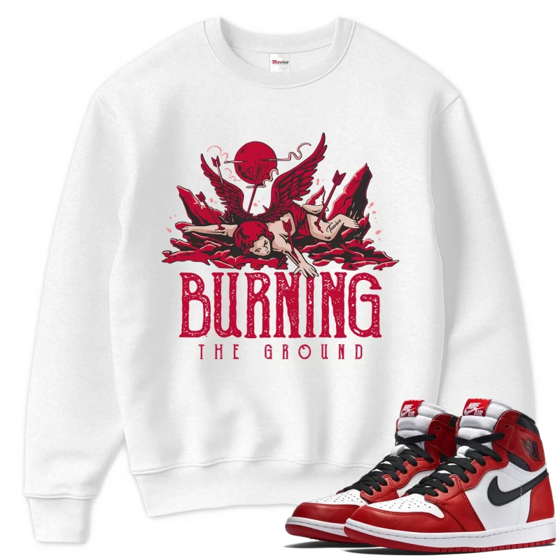 TeeVivo Sweatshirt Match Air Jordan 1 Retro High OG Chicago Lost and Found Burning the ground – Air Jordan 1 Sweatshirt, AJ1 Sweatshirt