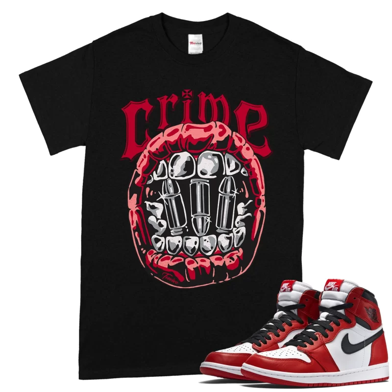 TeeVivo T-Shirt Match Air Jordan 1 Retro High OG Chicago Lost and Found Crime – Air Jordan 1 Shirt, AJ1 Shirt
