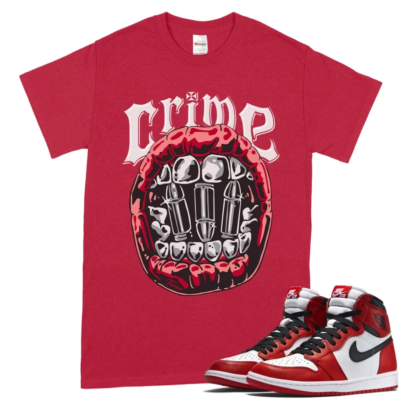TeeVivo T-Shirt Match Air Jordan 1 Retro High OG Chicago Lost and Found Crime – Air Jordan 1 Shirt, AJ1 Shirt