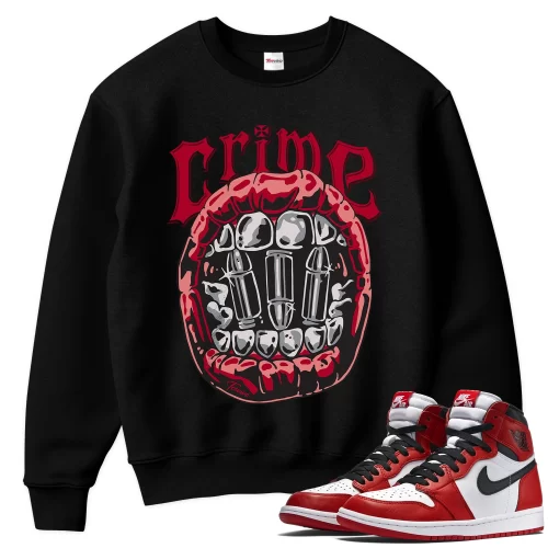 TeeVivo Sweatshirt Match Air Jordan 1 Retro High OG Chicago Lost and Found Crime – Air Jordan 1 Sweatshirt, AJ1 Sweatshirt