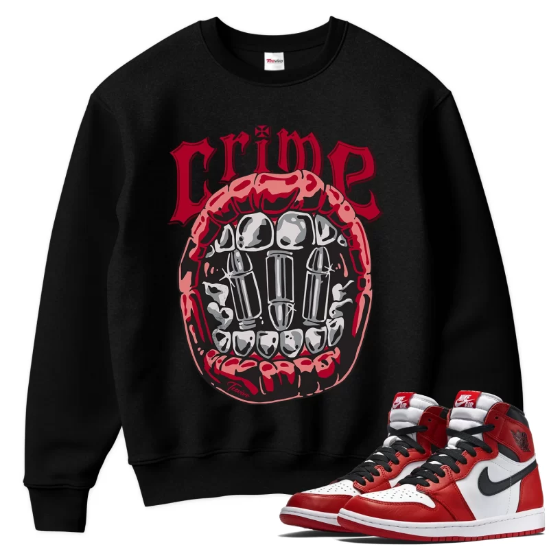 TeeVivo Sweatshirt Match Air Jordan 1 Retro High OG Chicago Lost and Found Crime – Air Jordan 1 Sweatshirt, AJ1 Sweatshirt