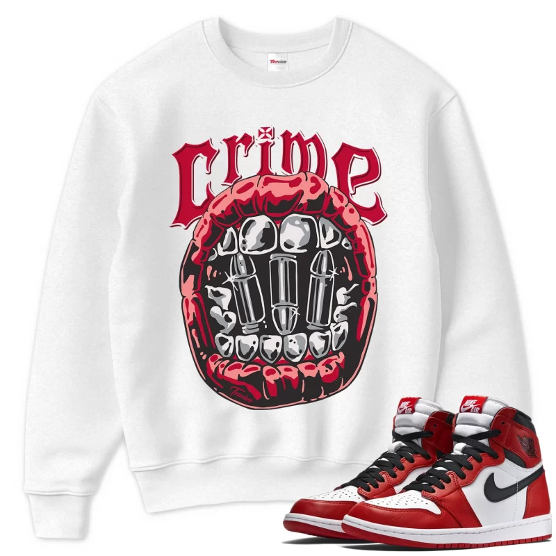TeeVivo Sweatshirt Match Air Jordan 1 Retro High OG Chicago Lost and Found Crime – Air Jordan 1 Sweatshirt, AJ1 Sweatshirt