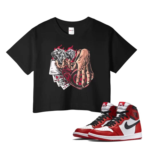 TeeVivo Crop Top Match Air Jordan 1 Retro High OG Chicago Lost and Found Gambling – Air Jordan 1 Crop Top, AJ1 Crop Top