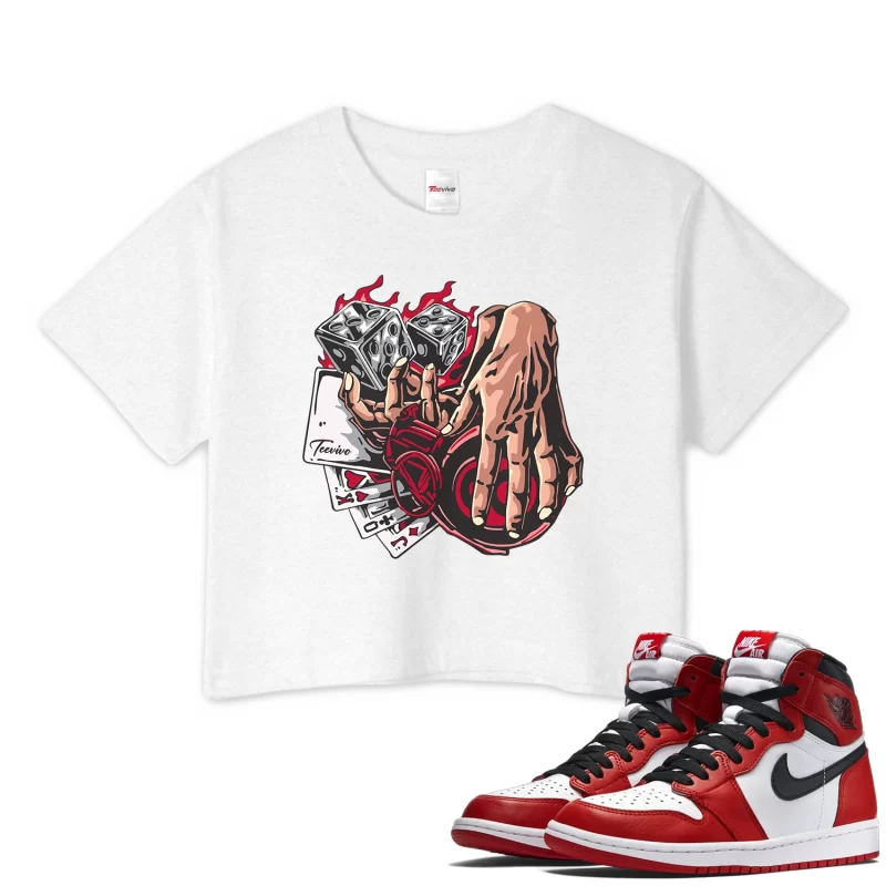 TeeVivo Crop Top Match Air Jordan 1 Retro High OG Chicago Lost and Found Gambling – Air Jordan 1 Crop Top, AJ1 Crop Top