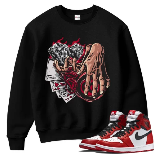 TeeVivo Sweatshirt Match Air Jordan 1 Retro High OG Chicago Lost and Found Gambling – Air Jordan 1 Sweatshirt, AJ1 Sweatshirt