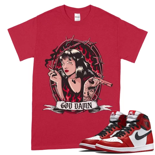 TeeVivo T-Shirt Match Air Jordan 1 Retro High OG Chicago Lost and Found God Daaamn – Air Jordan 1 Shirt, AJ1 Shirt