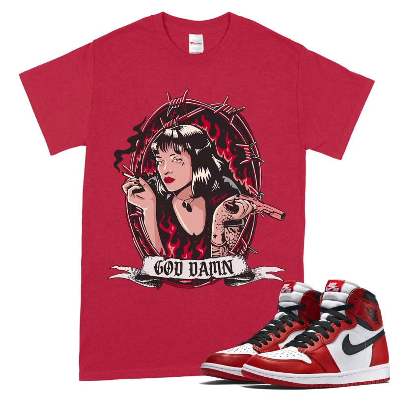 TeeVivo T-Shirt Match Air Jordan 1 Retro High OG Chicago Lost and Found God Daaamn – Air Jordan 1 Shirt, AJ1 Shirt