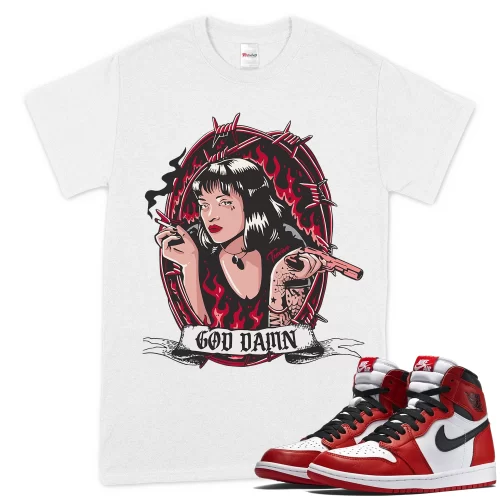 TeeVivo T-Shirt Match Air Jordan 1 Retro High OG Chicago Lost and Found God Daaamn – Air Jordan 1 Shirt, AJ1 Shirt